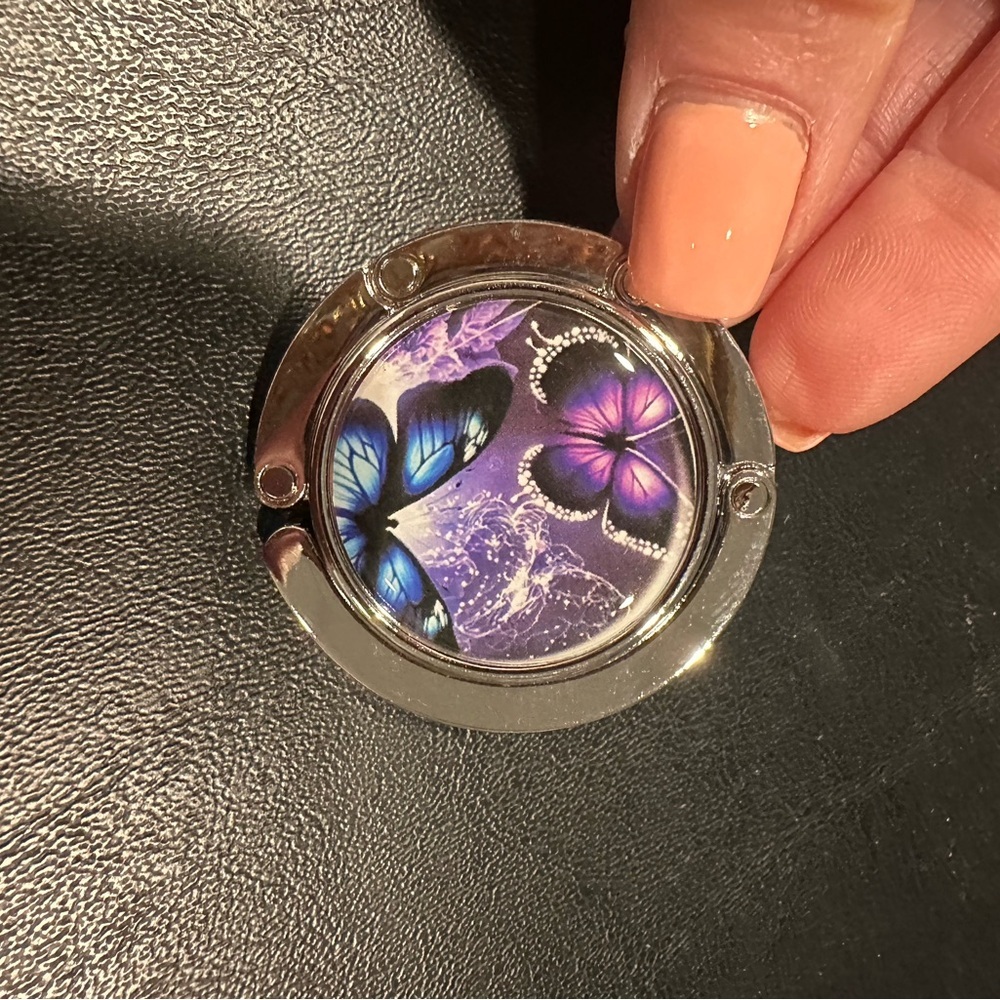 Purple Butterfly Purse Hook Bag Hanger - Women Accessories